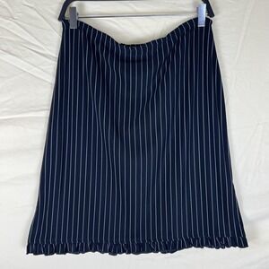 VTG Office Siren Goth Petite Black Pinstripe Ruffle Knit Office Stephanie Parks